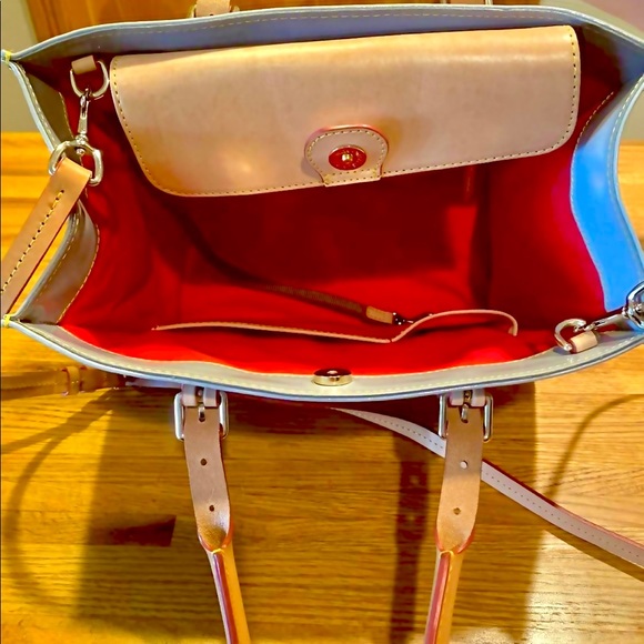 Dooney & Bourke Patent Leather Shoulder Satchel & Crossbody Blue Gray Janine - Picture 5 of 6